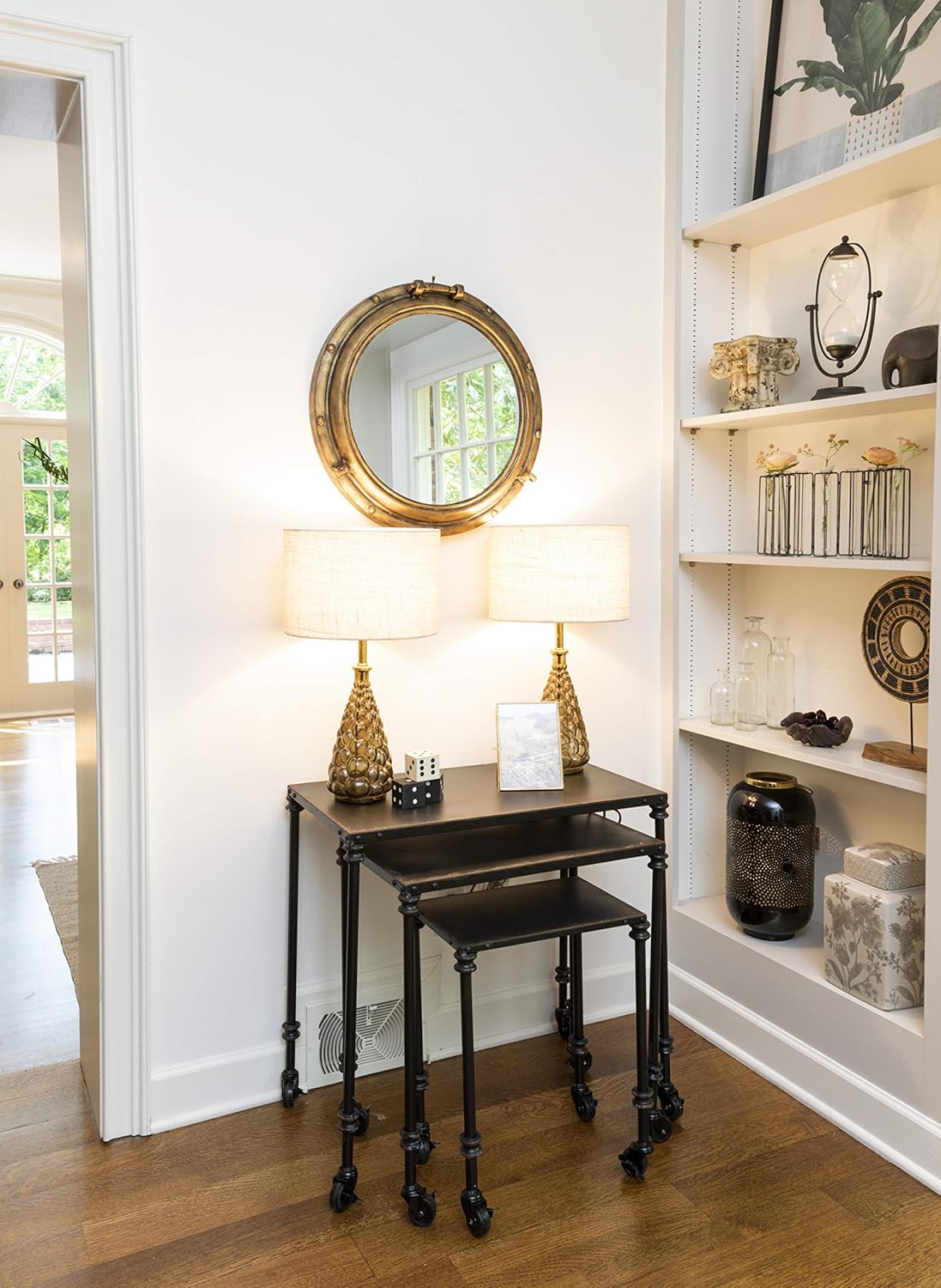 Round Luxe Brown Wall Mirror - View 4