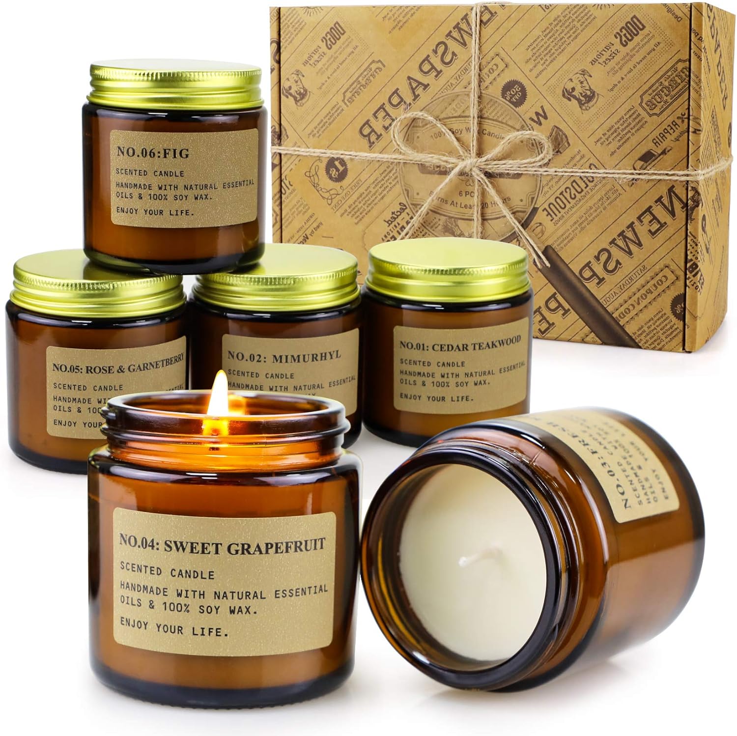 Scented Green Candle — Amber(6 Pack)
