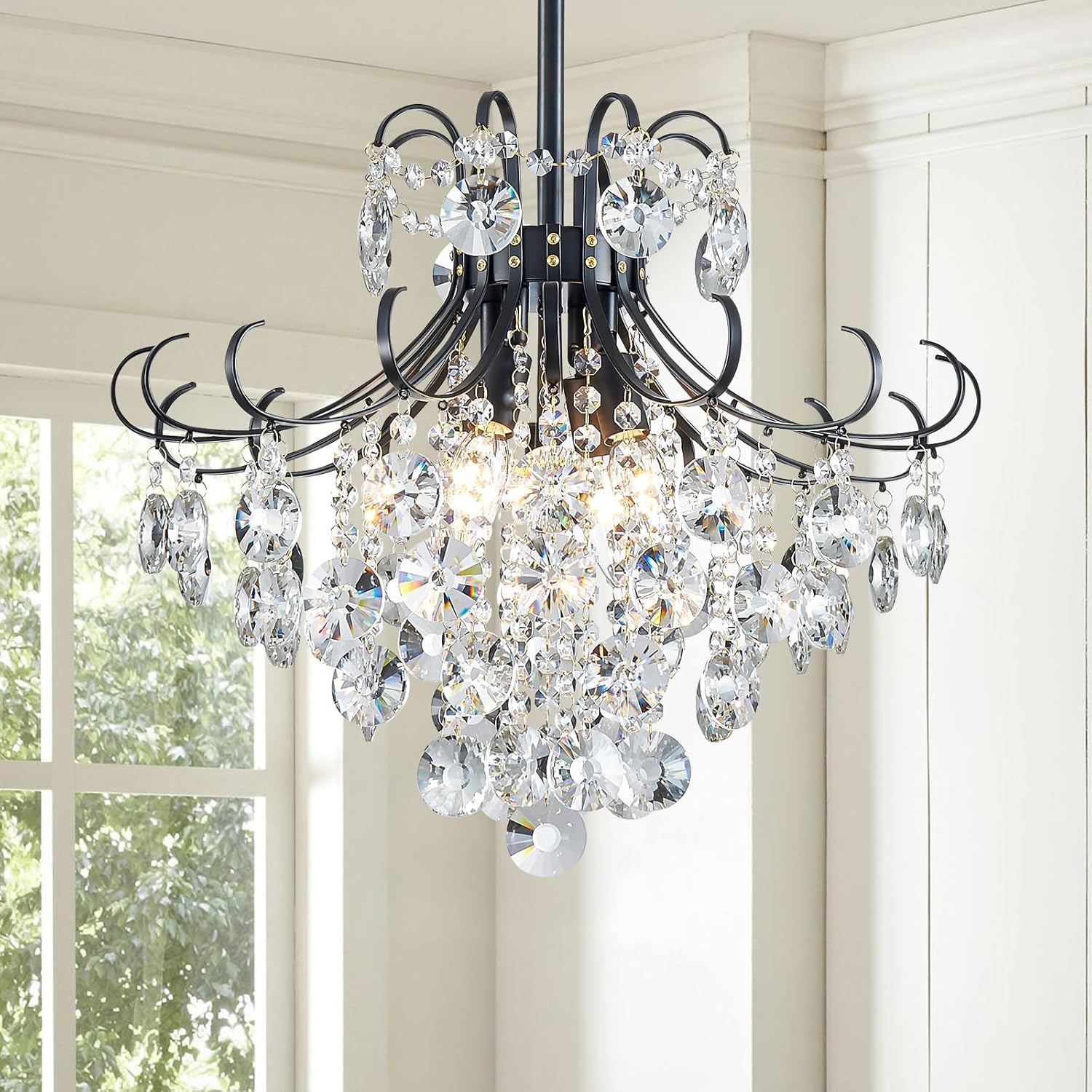 Luxe Black Chandelier — 4-Light — Black Chandelier