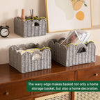 Hand-Woven Boho Brown Storage Basket — Set of 3 - View 6