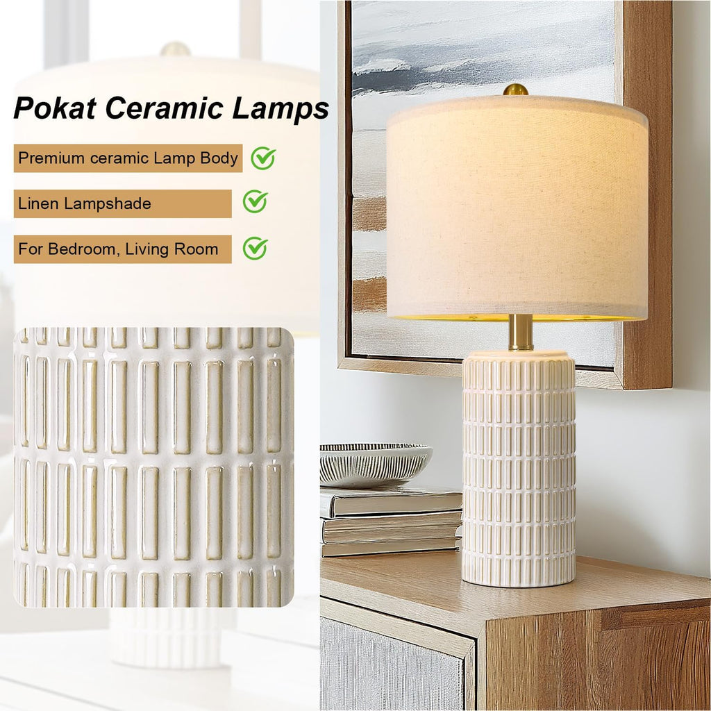 Farmhouse Beige Bedside Lamp — 20.75" - View 6