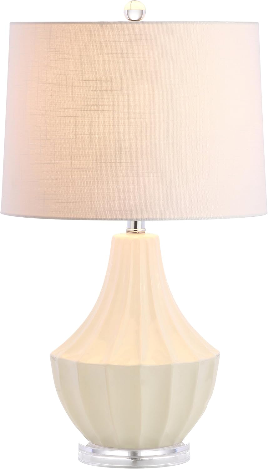 Linen Modern Beige Desk Lamp — 24.5" — Cream