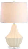 Linen Modern Beige Desk Lamp — 24.5" — Cream