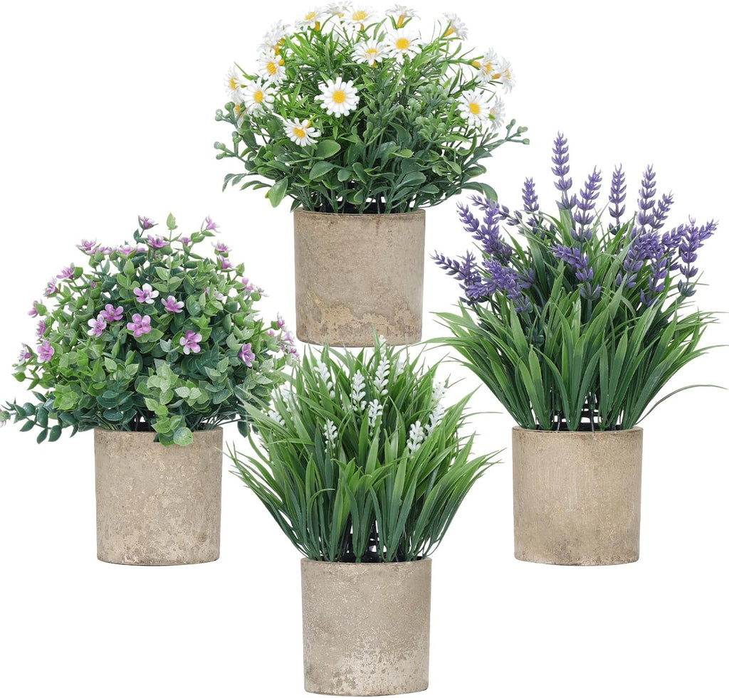 Green Artificial Plant — Paper Pulp Pot - Gray