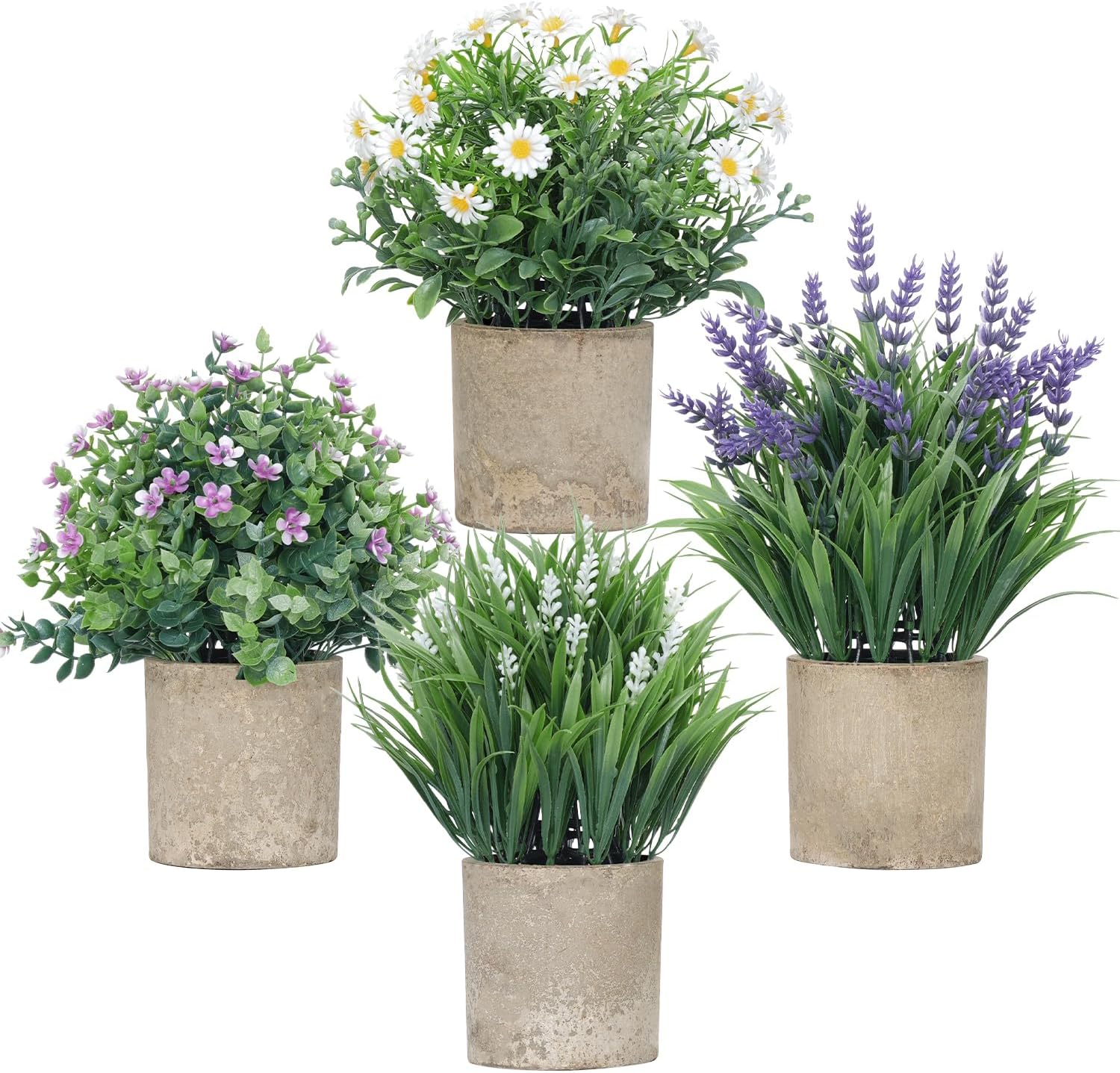 Green Artificial Plant — Paper Pulp Pot - Gray