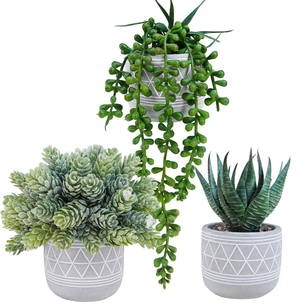 Boho Stone Faux Succulent — Set of 3
