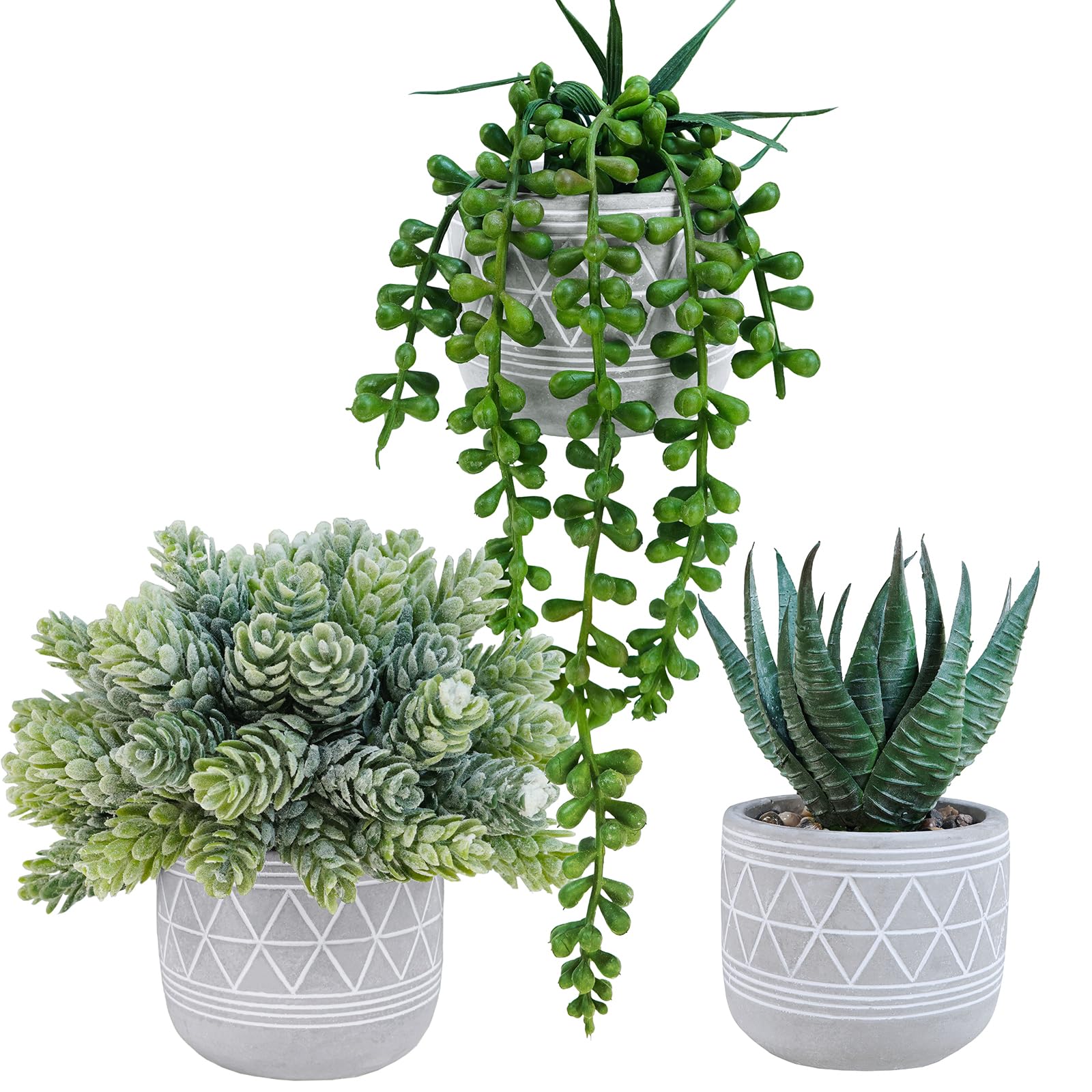 Boho Stone Faux Succulent — Set of 3