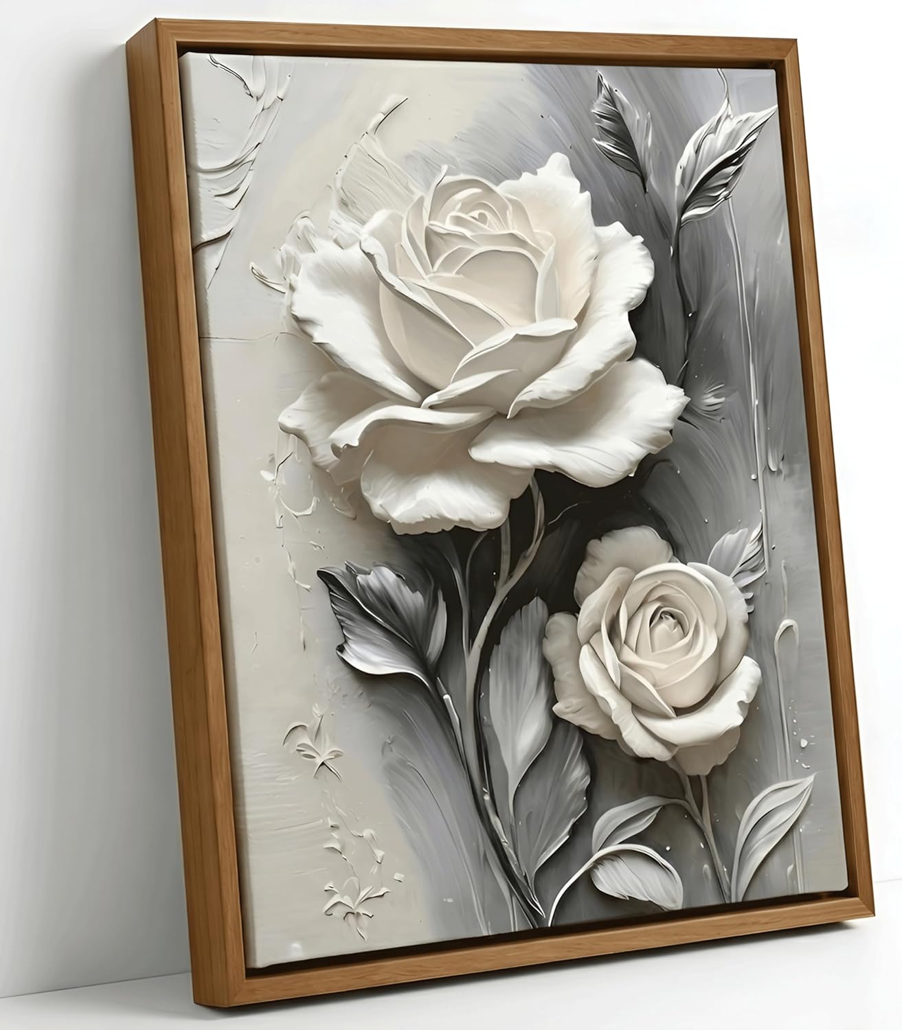 Modern Pink Canvas Wall Art — 16" — White Rose