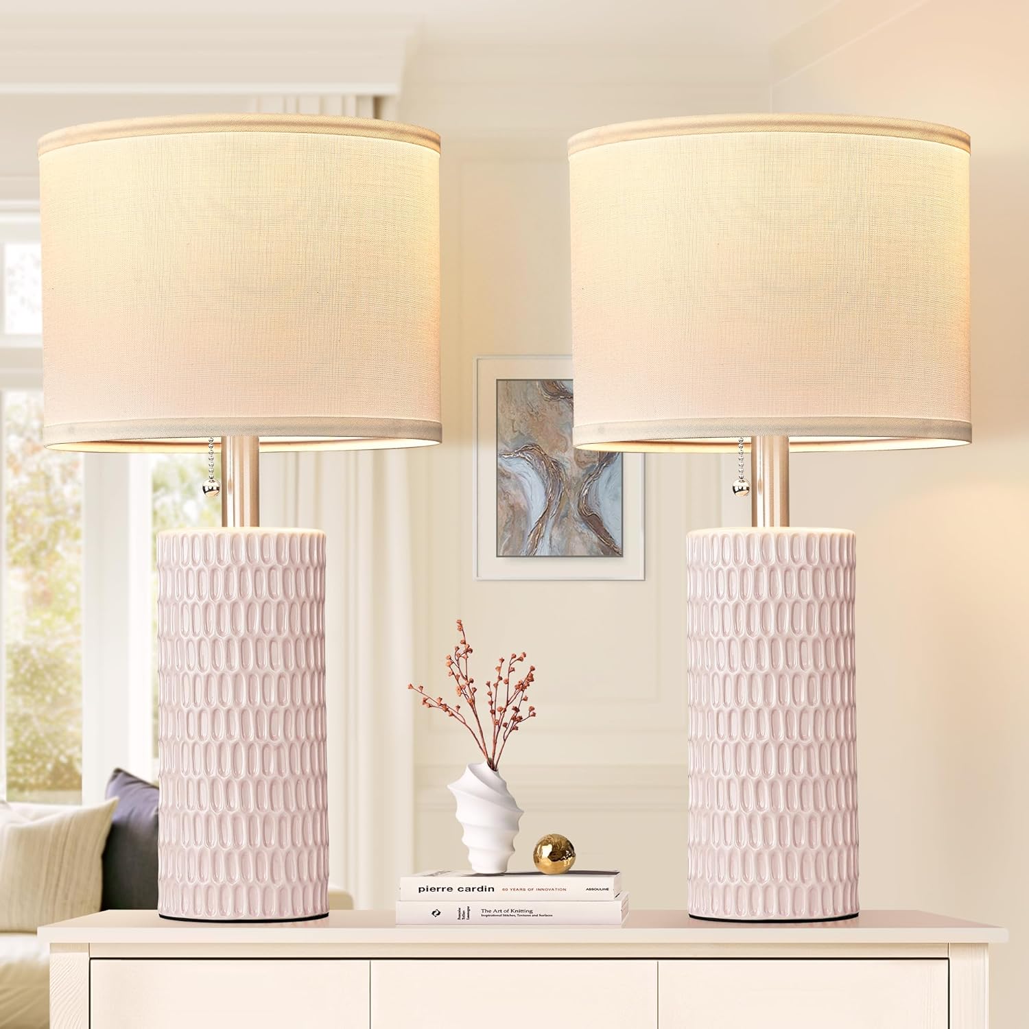 Modern Blue Table Lamp — 20" — Pink