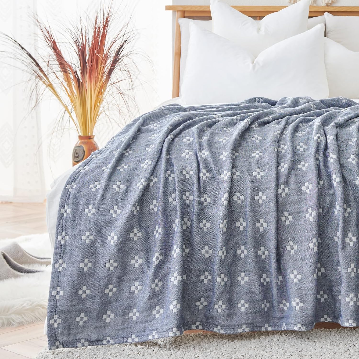 Boho Blue Throw Pillow — 50" — 60"x80"