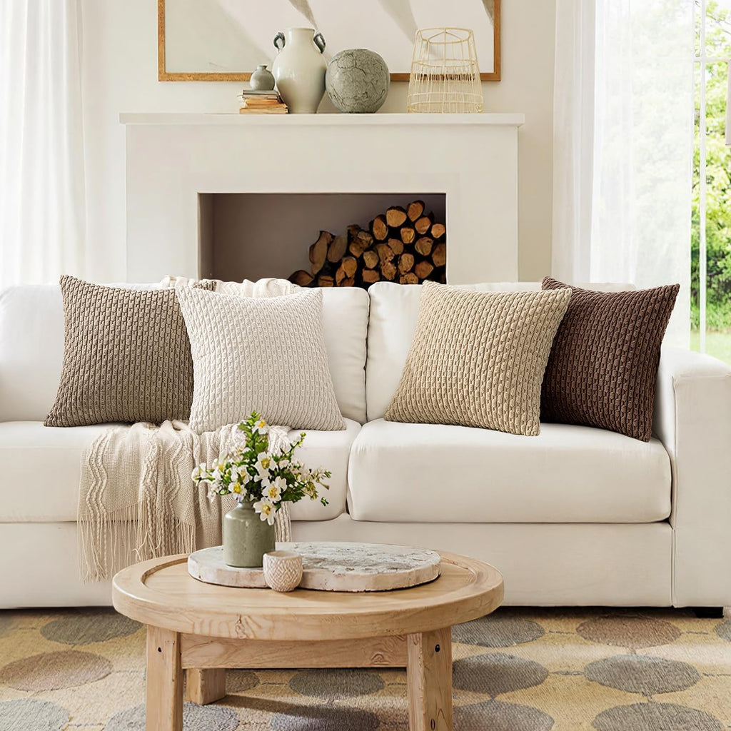 Boho Beige Throw Pillow Cover — 18" - View 2