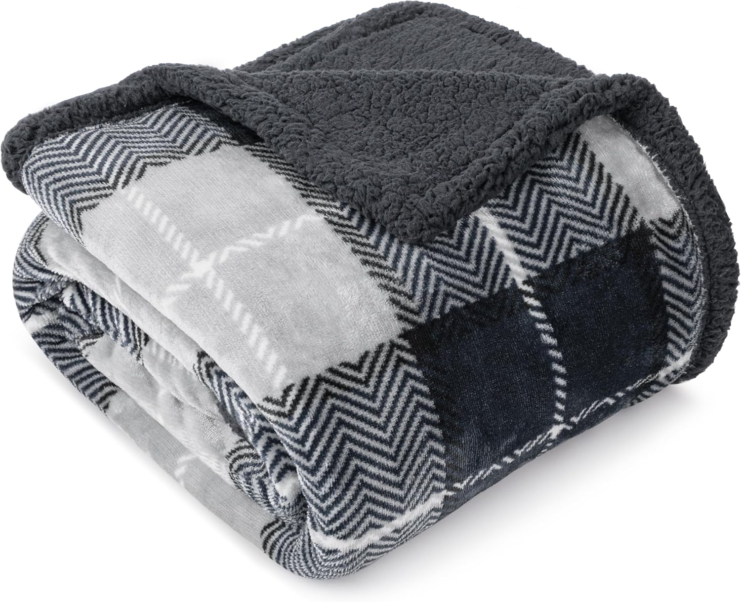 Beige Throw Pillow — 60" — Plaid Charcoal