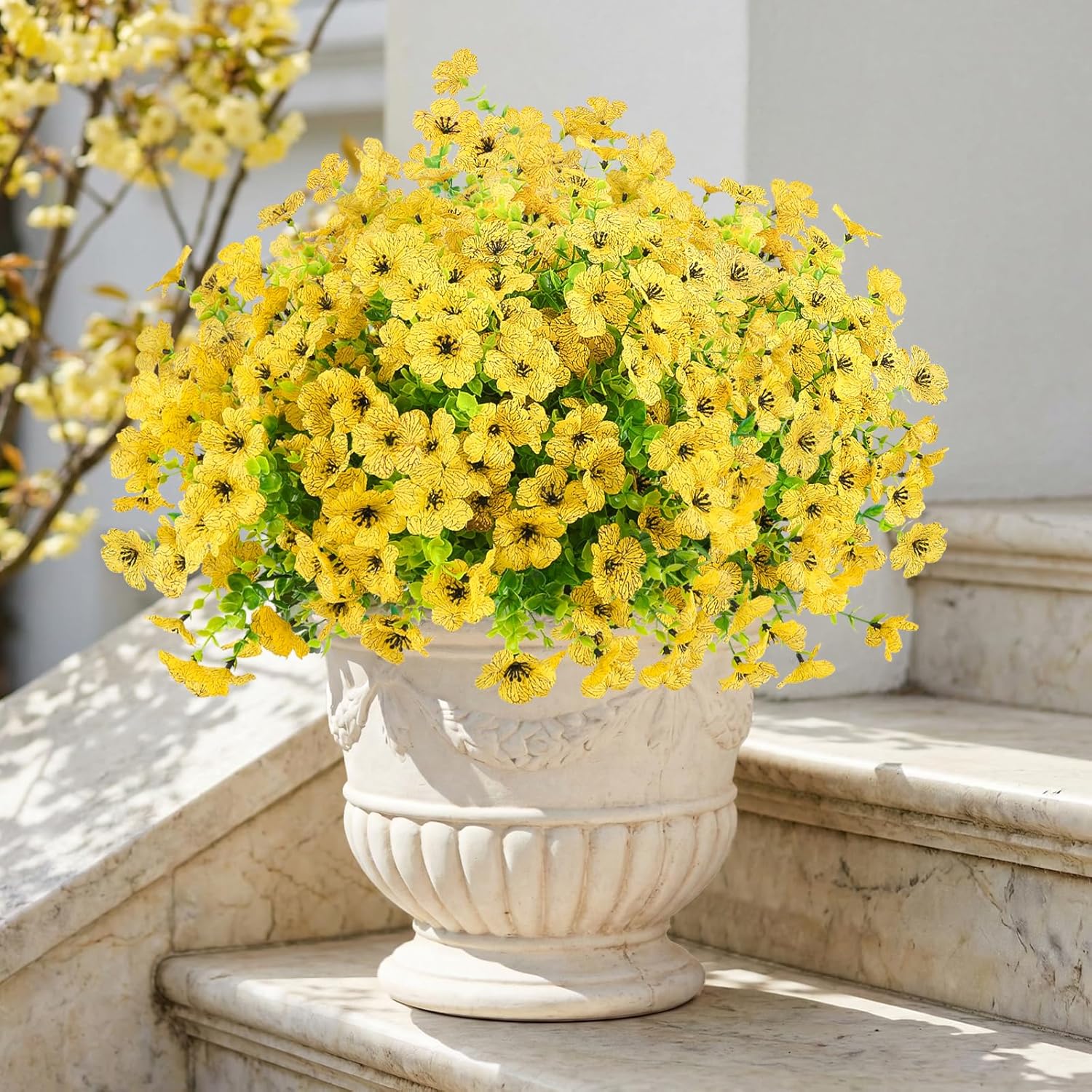 Blue Faux Plant — Yellow