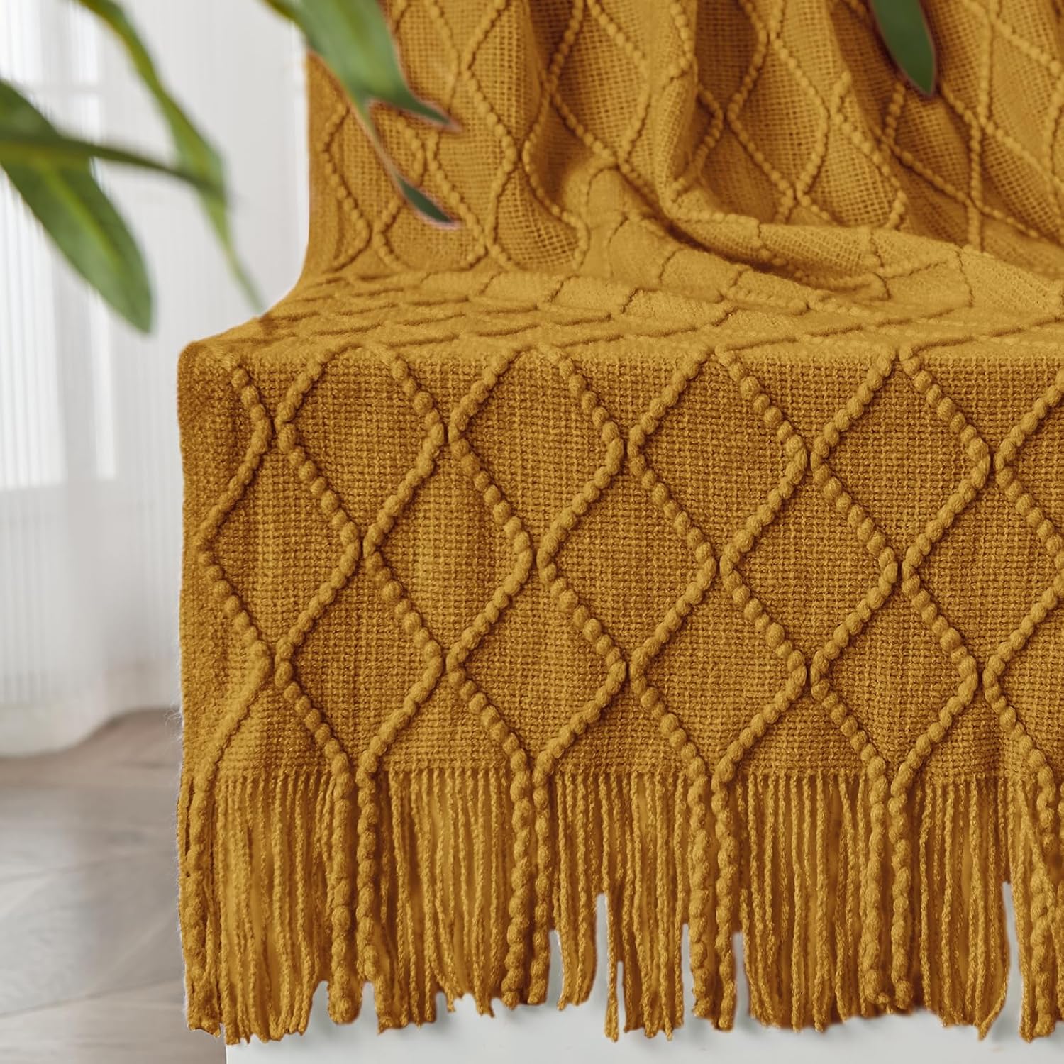 Boho Beige Throw Pillow — 50" — Brown