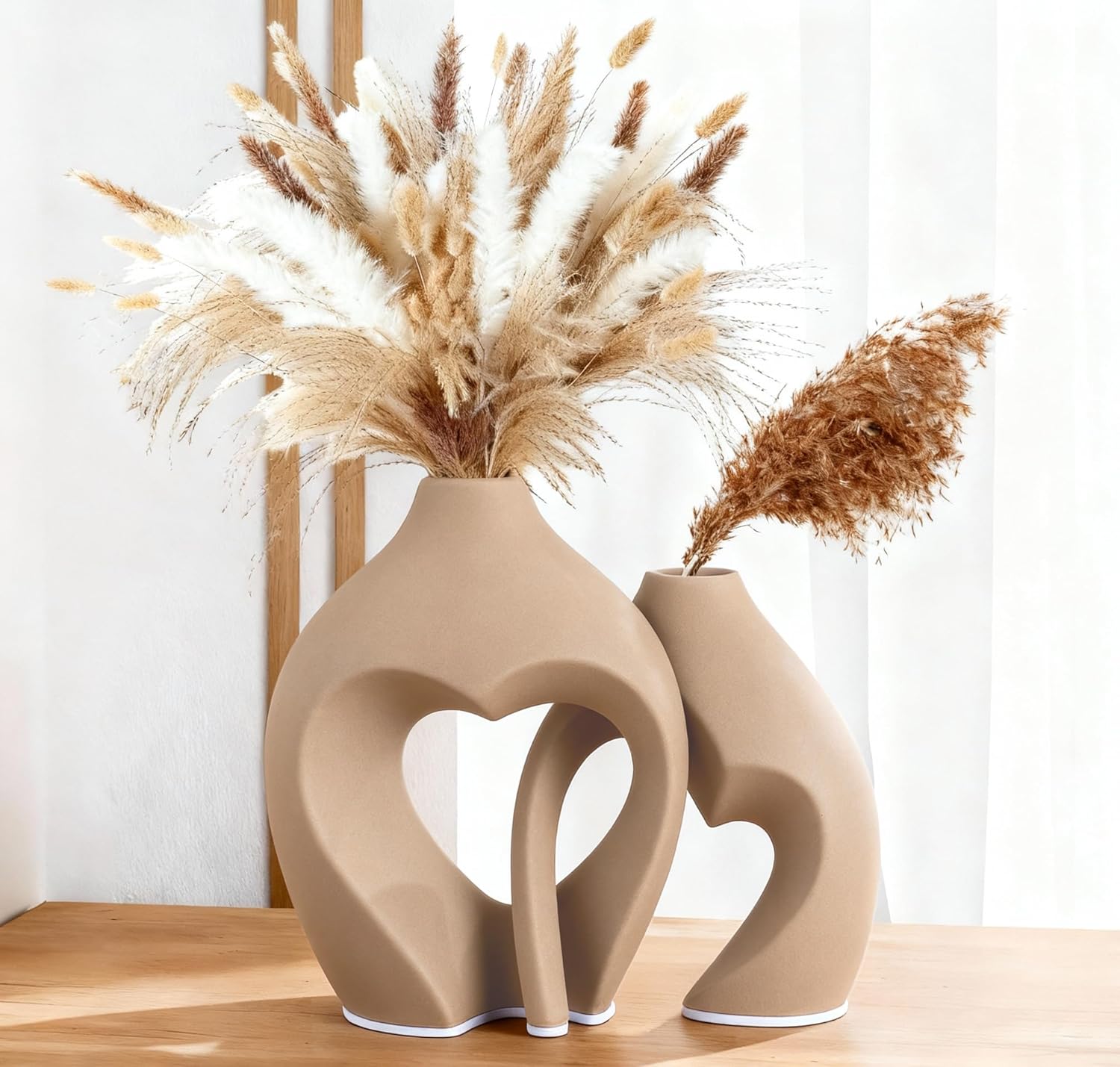 Modern Black Decorative Vase — Set of 2 — Brown