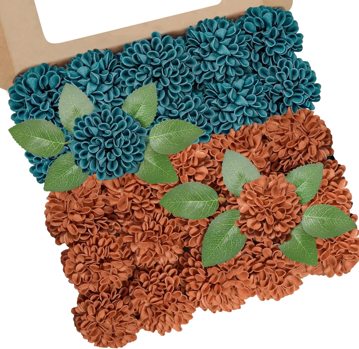 Beige Artificial Flowers — Terracotta and Dark Teal
