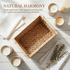 Rectangular Boho Wood Woven Basket - View 3