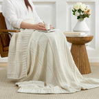 Knit Beige Throw Pillow — 50" - View 4