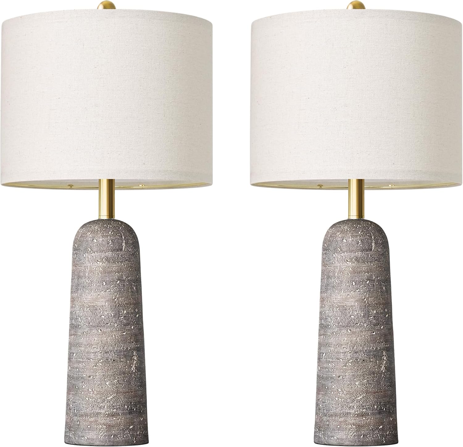 Linen Modern Beige Bedside Lamp — 27.25" — Light Gray
