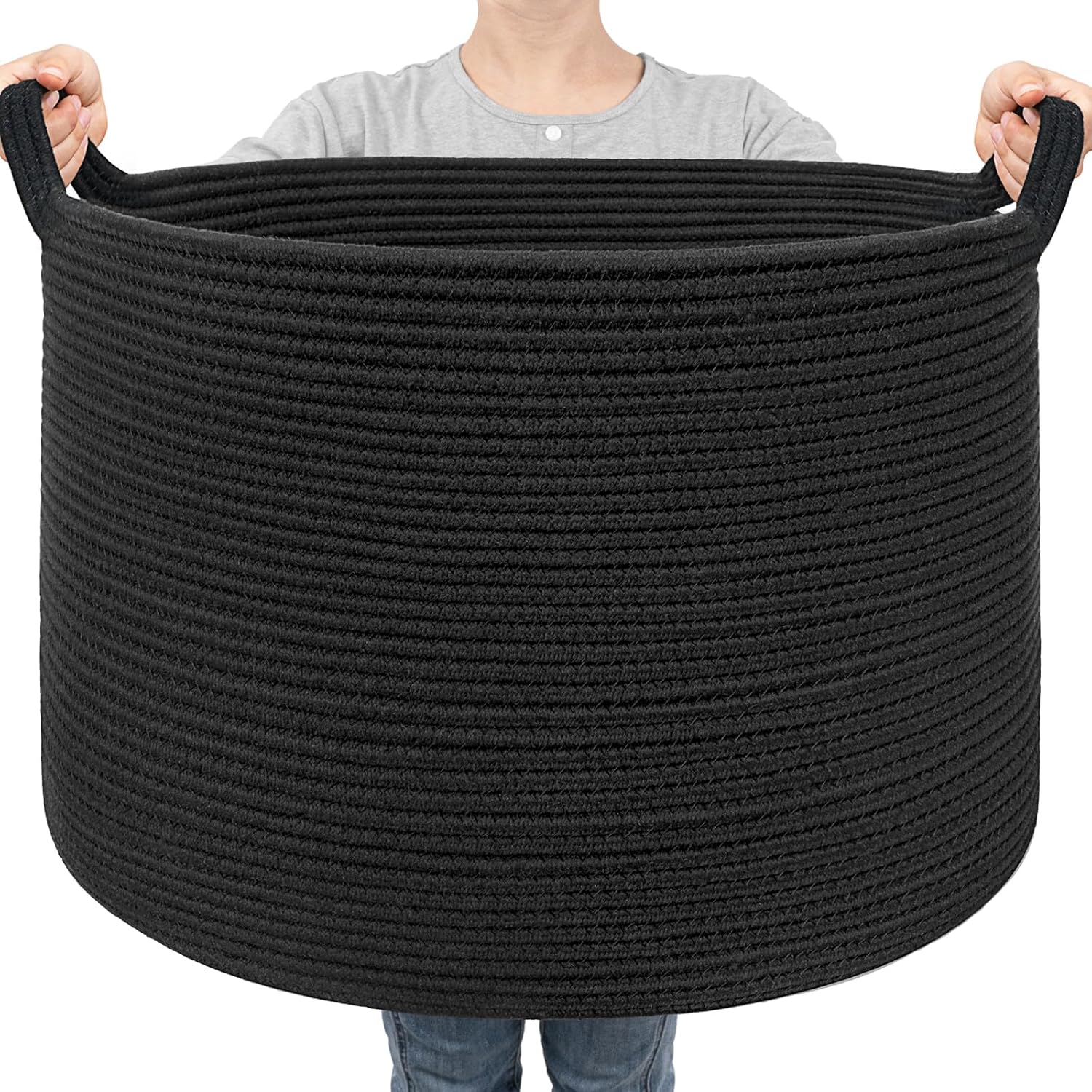 Round Boho Black Throw Pillow — 8" — Black