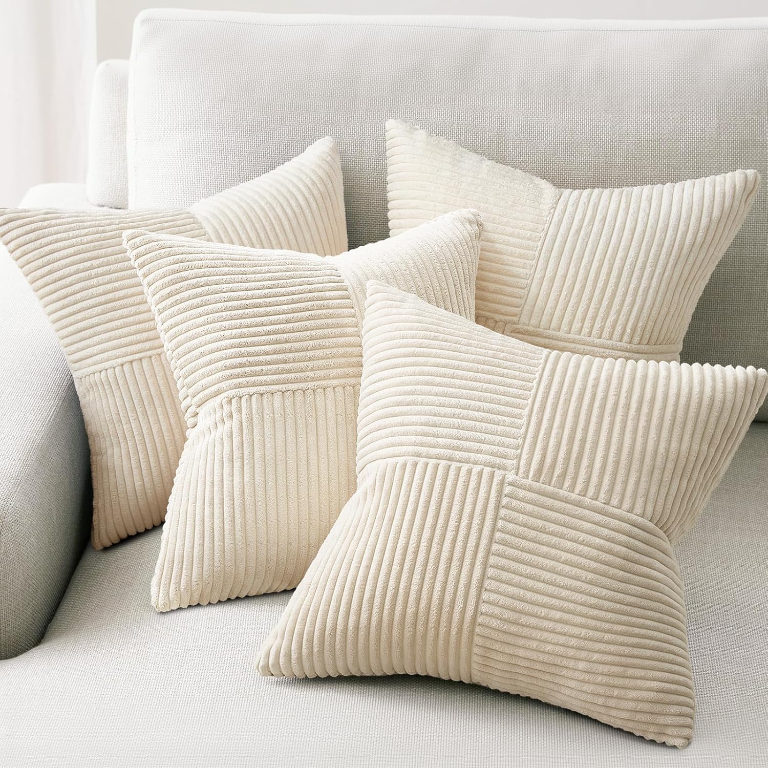 Velvet Boho Beige Throw Pillow Cover — 20" — Beige