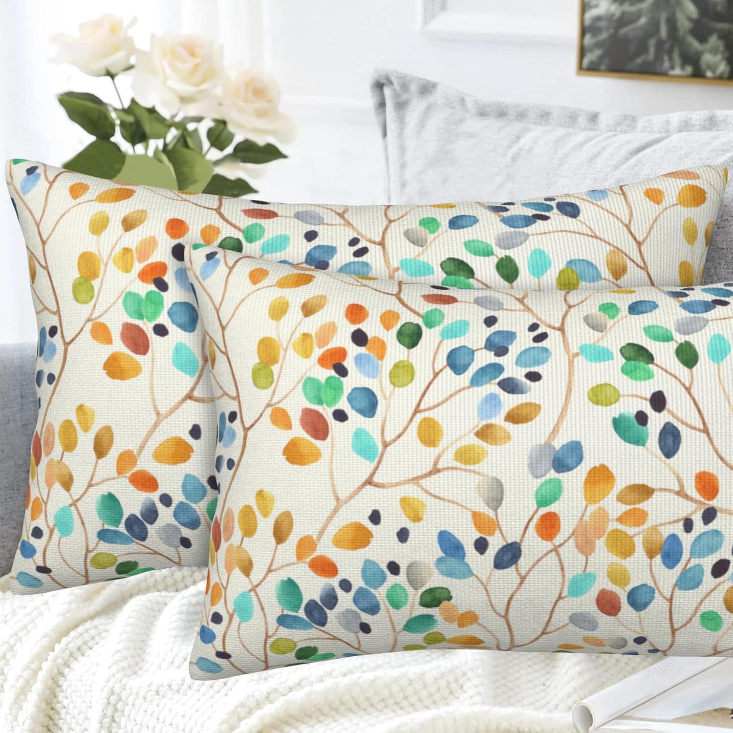 Boho Blue Throw Pillow Cover — 20" - View 4