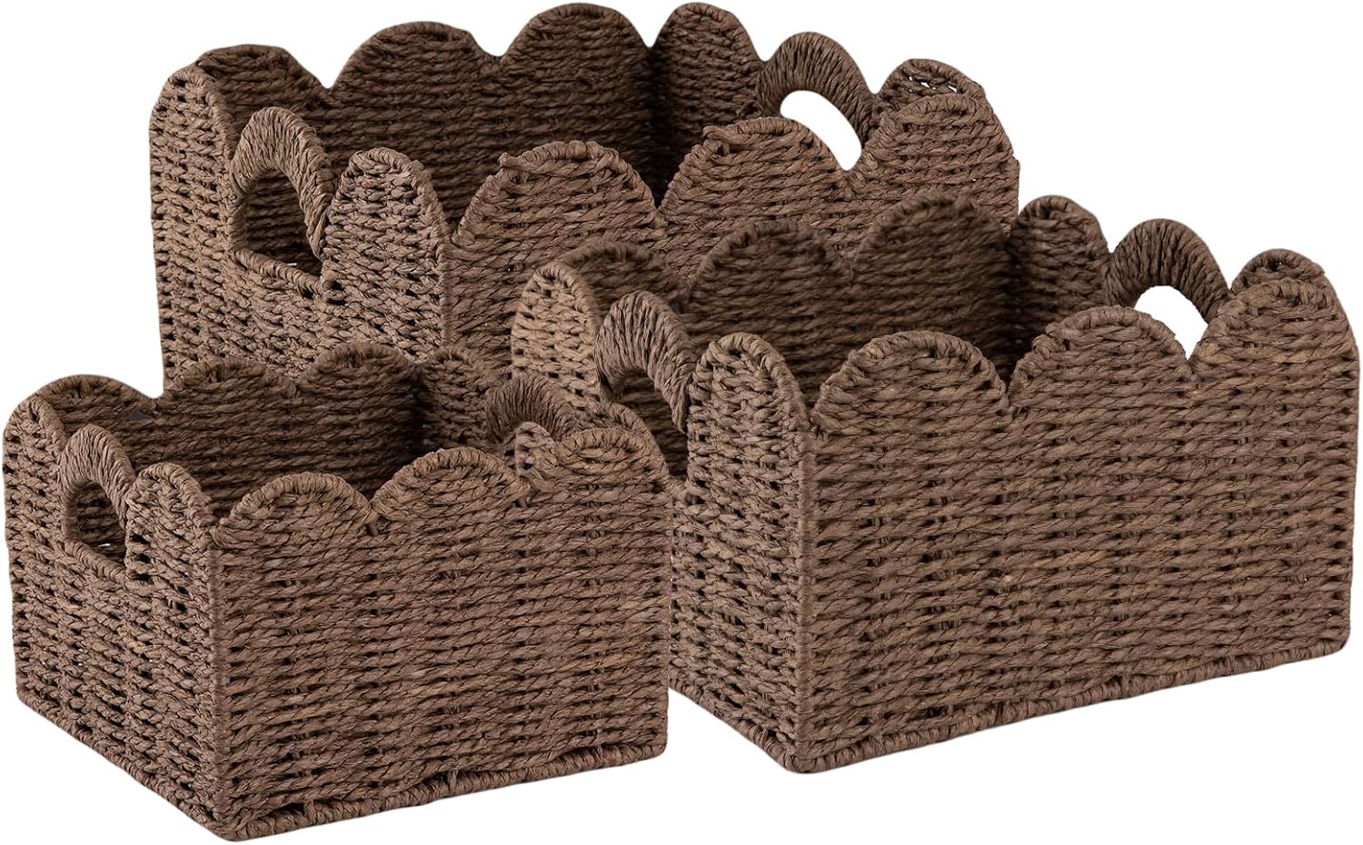 Hand-Woven Boho Brown Storage Basket — Set of 3 — Brown