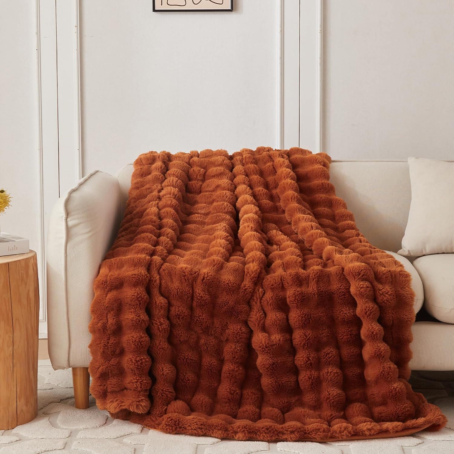 Beige Throw Pillow — 60" — Brown