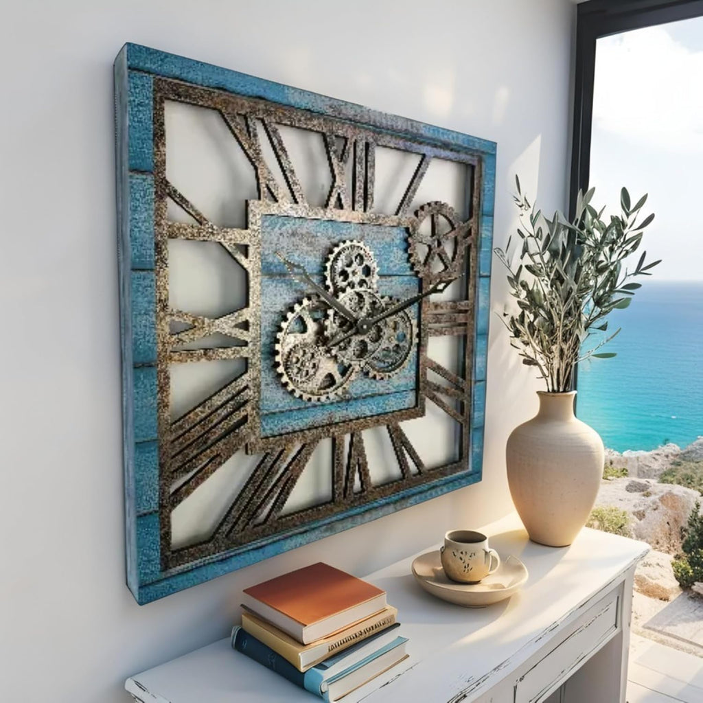 Oversized Farmhouse Beige Wall Clock — 24" - View 4