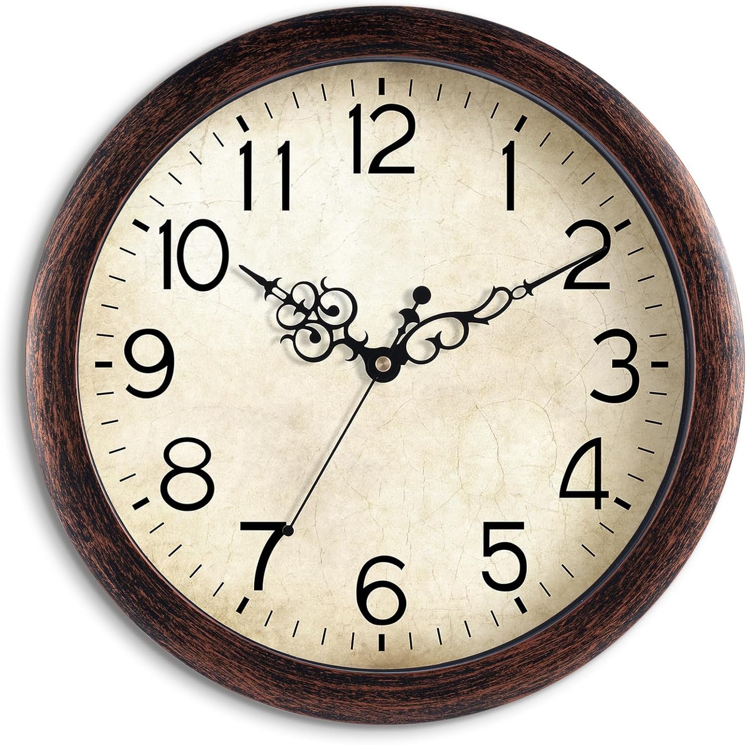 Battery Operated Farmhouse Brown Wall Clock — 14" — A_bronze
