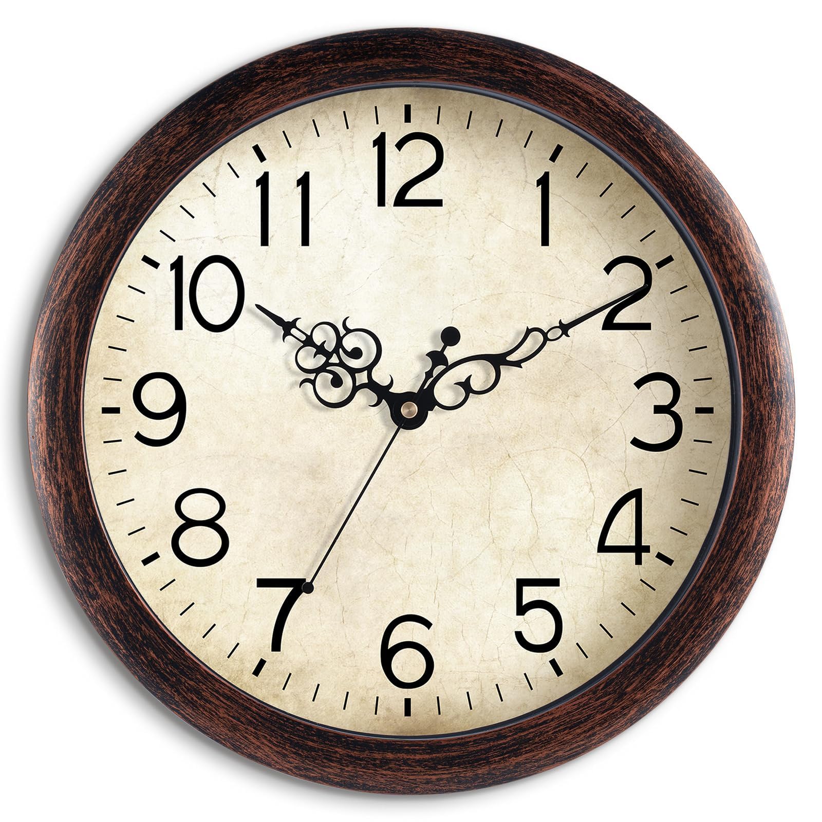 Battery Operated Farmhouse Brown Wall Clock — 14"