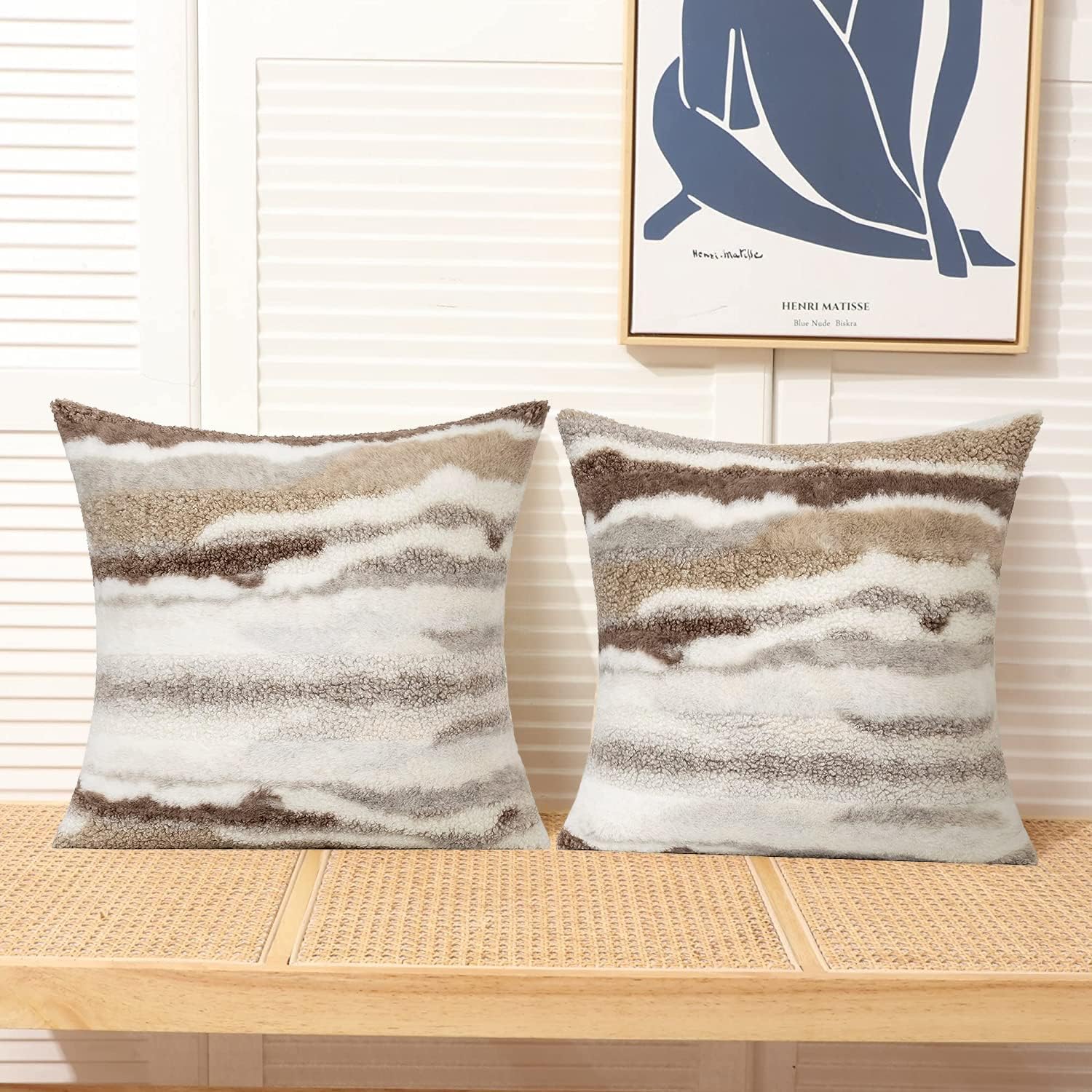 Boucle Boho Beige Throw Pillow Cover — 18" - View 2