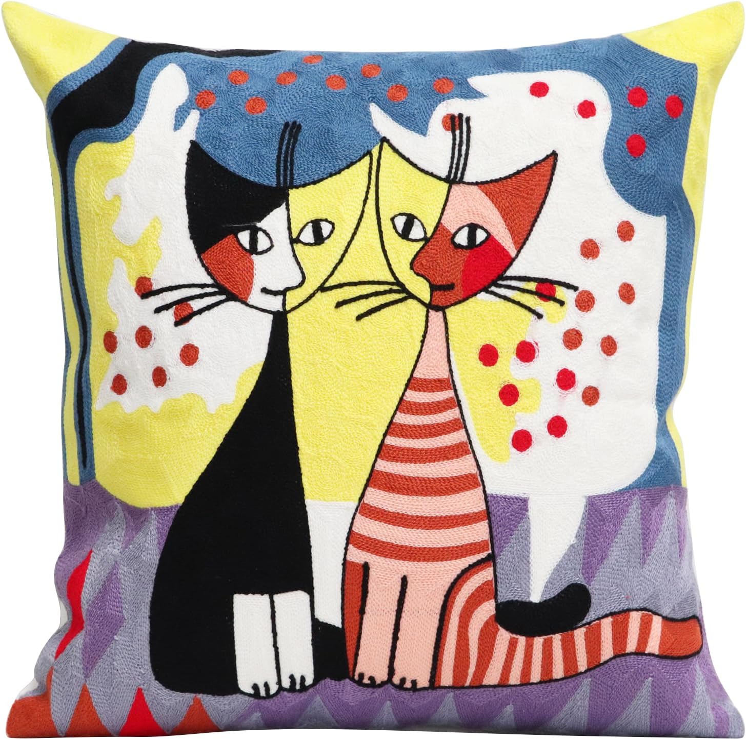 Blue Throw Pillow Cover — 18" — Cute Cat