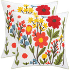 Embroidered Boho Blue Throw Pillow Cover — 18"