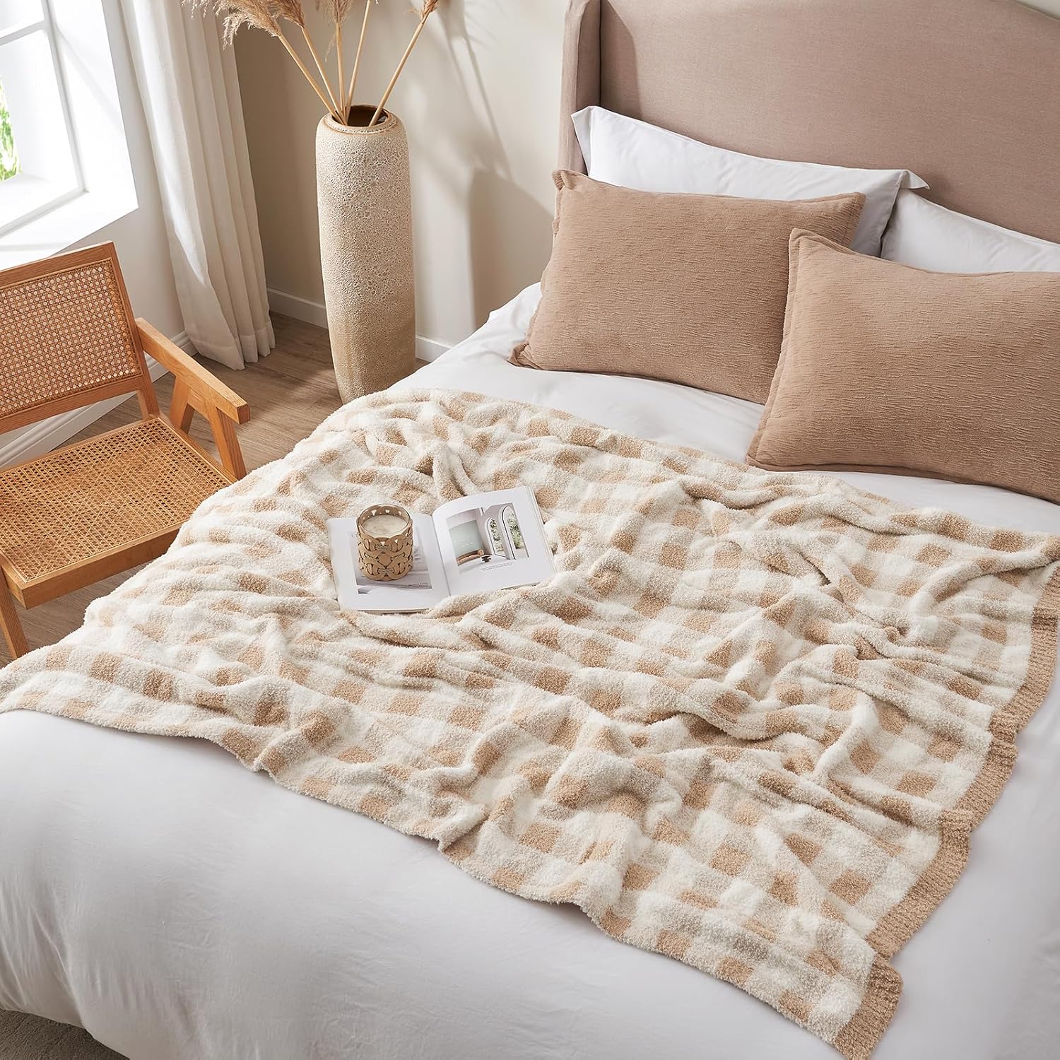 Knit Beige Throw Pillow — 50" - View 5