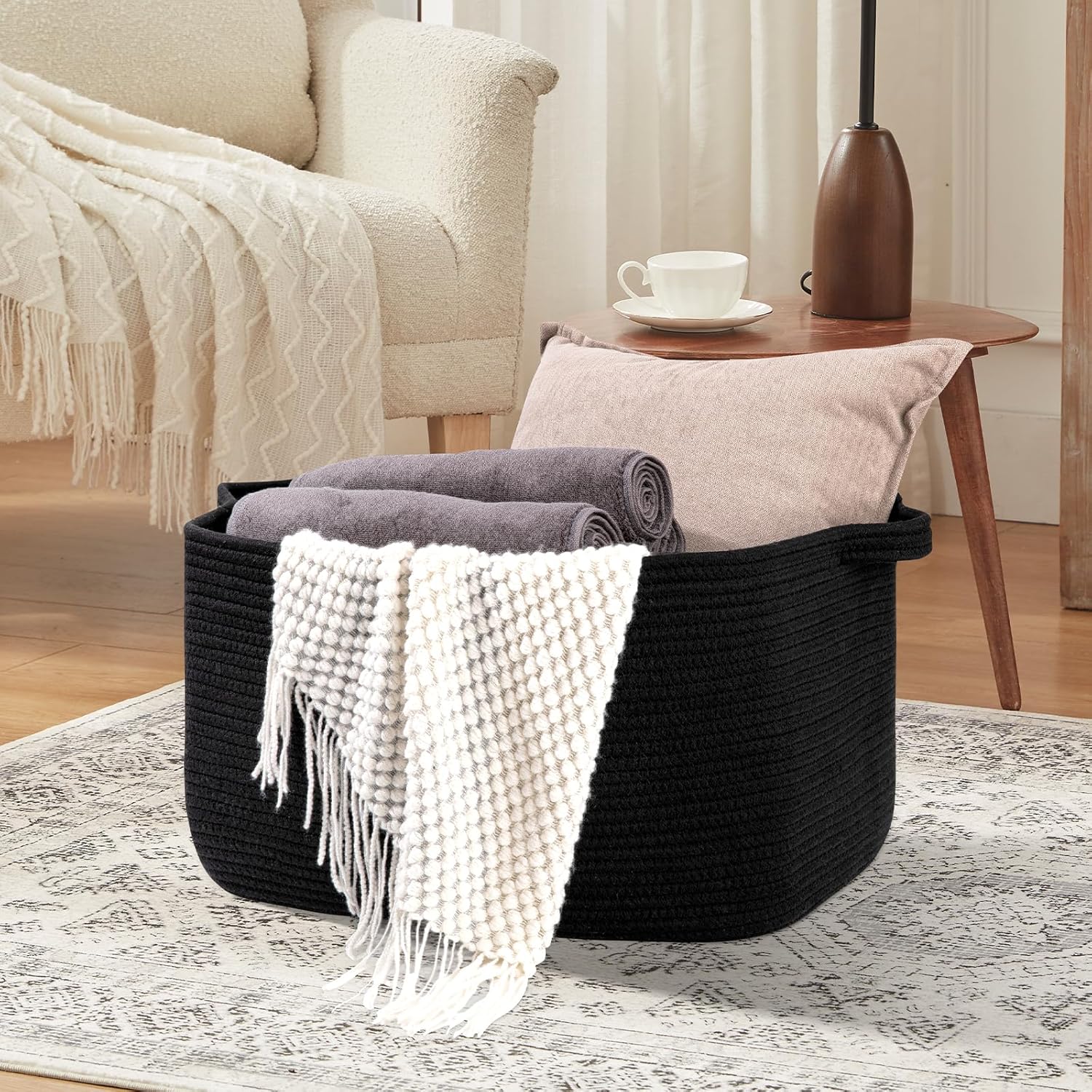 Boho Black Throw Pillow — 19.7" - View 3