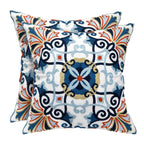 Embroidered Boho Blue Throw Pillow Cover — 18"