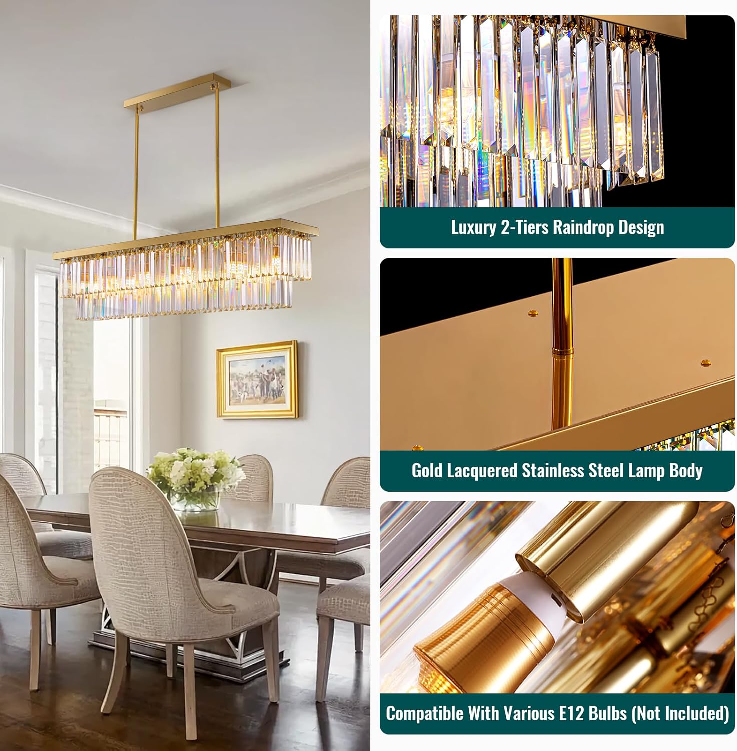 Dimmable Luxe Glass Chandelier — 12-Light - View 8