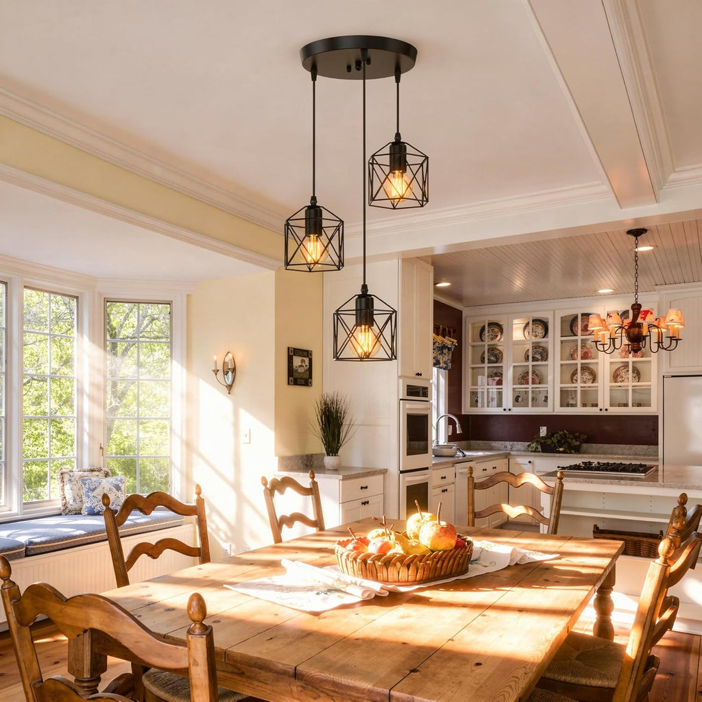 Adjustable Farmhouse Beige Pendant Light — 3-Light - View 6