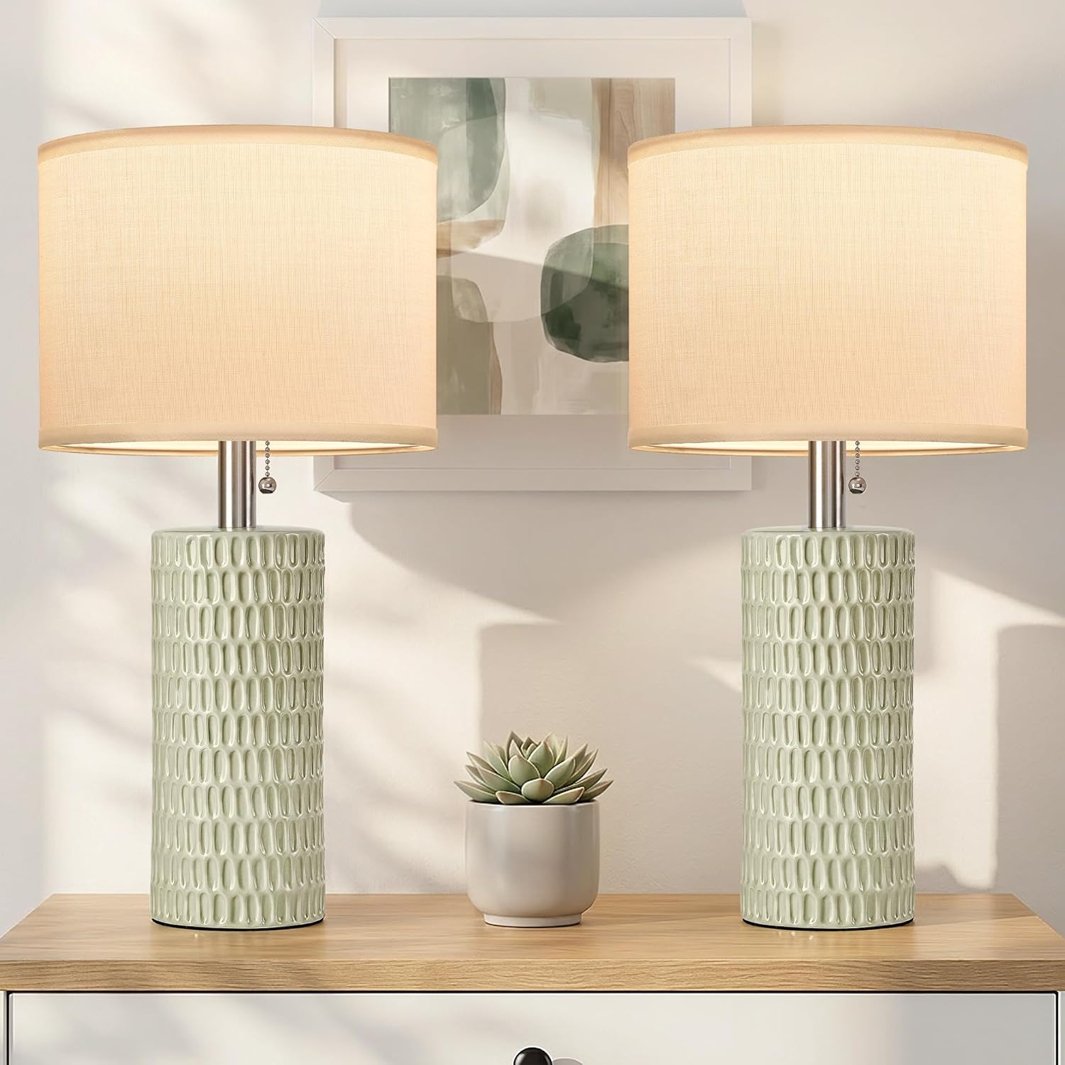 Modern Blue Table Lamp — 20" — Light Green
