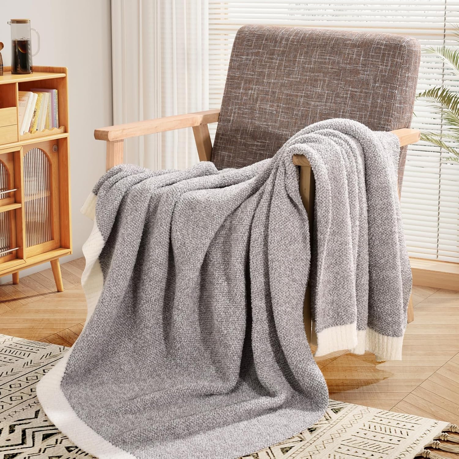 Luxe Beige Throw Pillow — 50" — Heather Grey