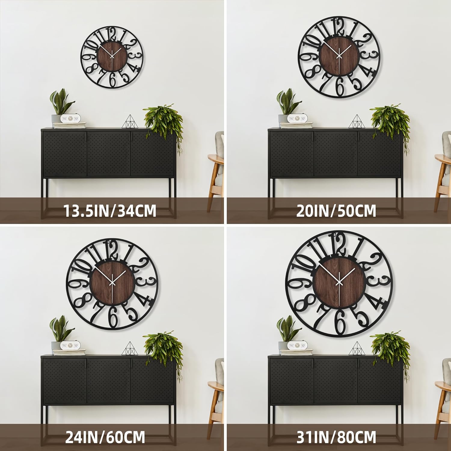 Battery Operated Modern Brown Wall Clock — 14" - View 2