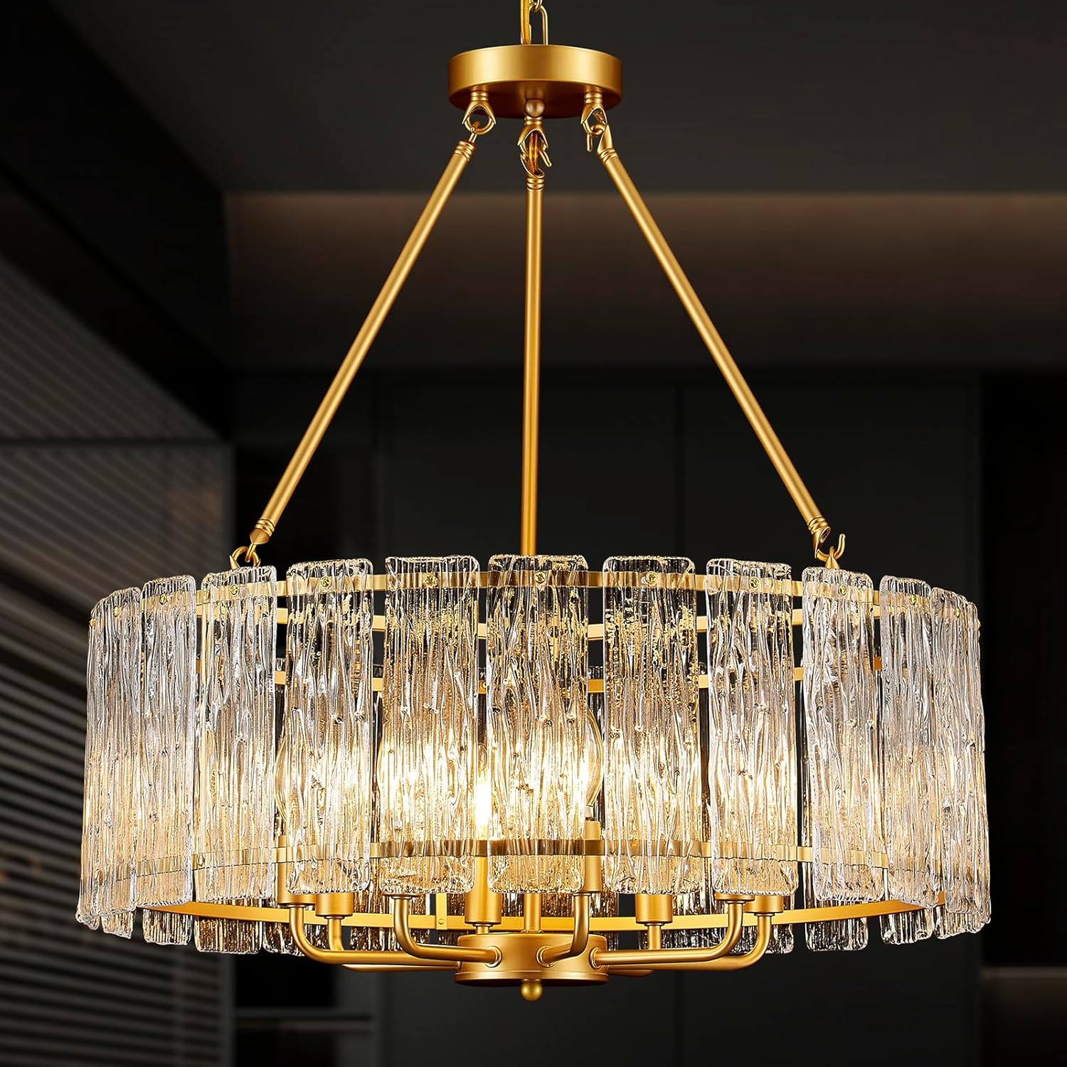 Luxe Black Chandelier — 6" — gold 24"