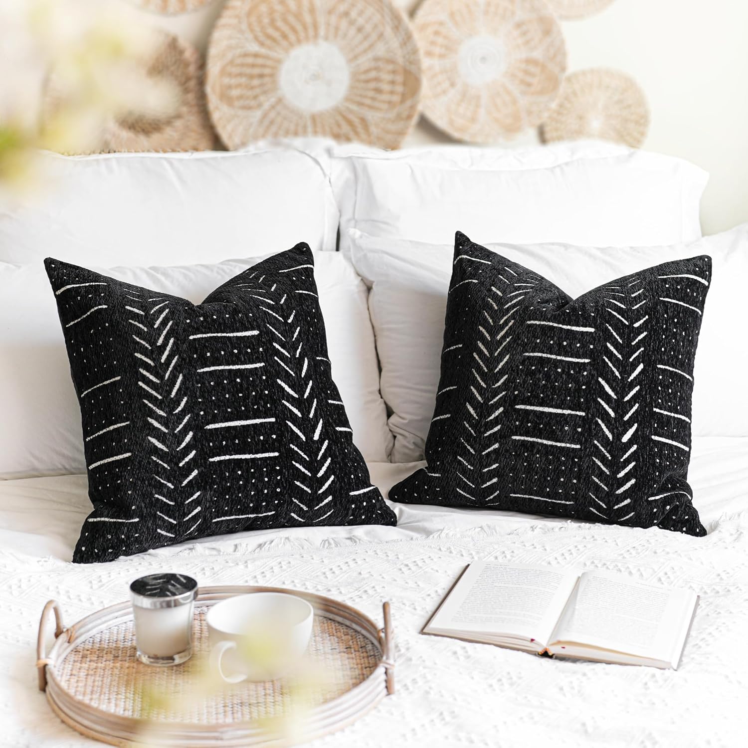 Lumbar Boho Beige Throw Pillow Cover — 20" — 22" x 22" (Pack of 2)