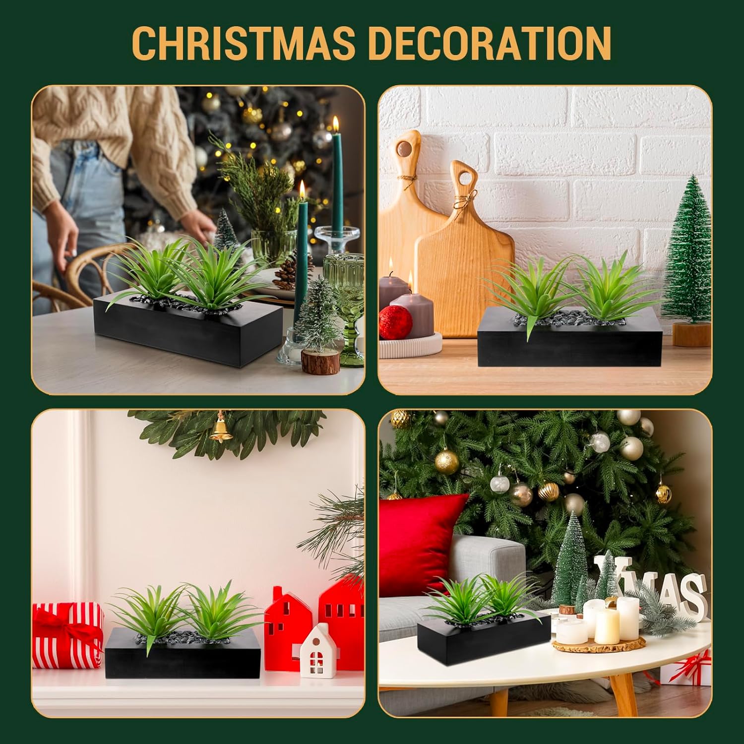 Rectangular Black Faux Plant — 10" - View 7