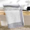Knit Farmhouse Beige Throw Pillow — 50" — Two-tone Honeycomb - Gray & White