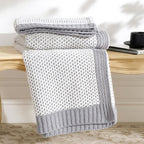 Knit Farmhouse Beige Throw Pillow — 50" — Two-tone Honeycomb - Gray & White