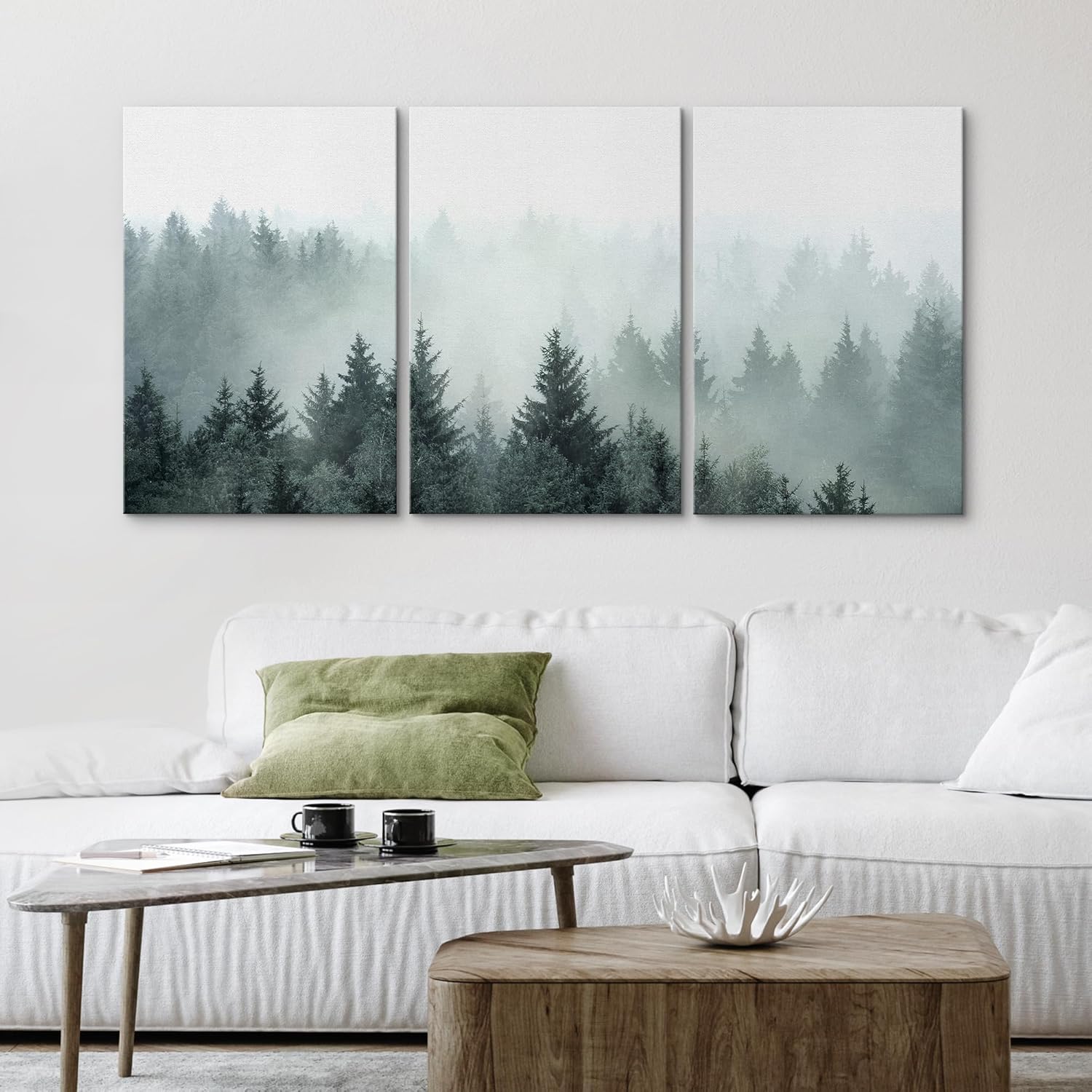 Framed Mid-Century Red Wall Art — 24" — 24" x 16" x 3 Panels