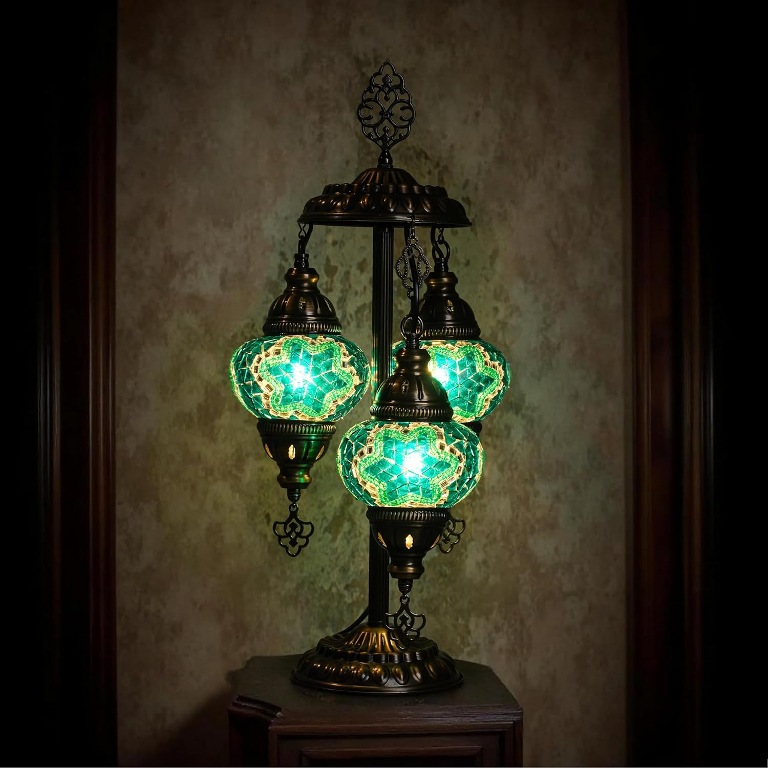 Vintage Boho Blue Table Lamp - View 4