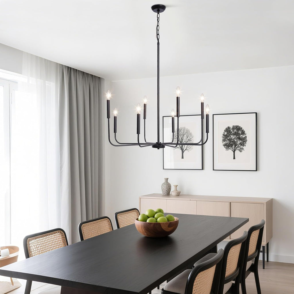 Farmhouse Black Chandelier — 8-Light - View 3